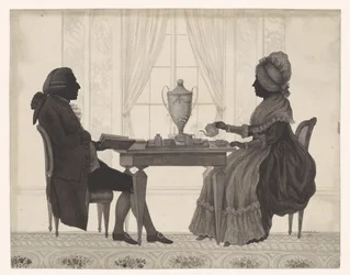 Silhouette di Louis Metayer (*1728) e Antoinette Bernard (*1735) a tavola